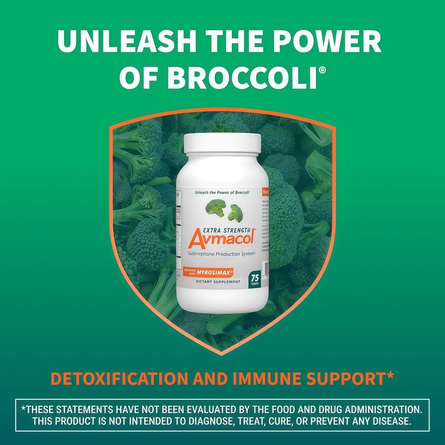 Nutramax Laboratories Avmacol Extra Strength #1 Researched Sulforaphane-Producing Brand for Detoxification with Glucoraphanin and Active Myrosinase, Immune Health, Adults & Children, 75 Tablets
